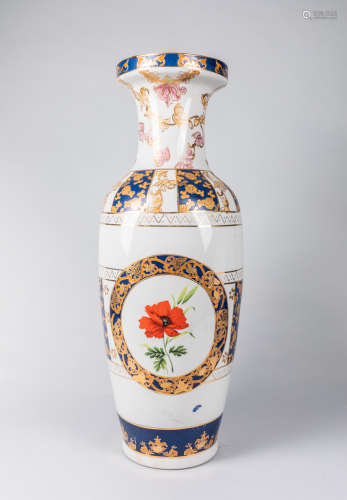 Tall Chinese Export Enameled Porcelain Vase