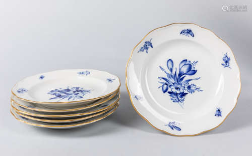 Set of Meissen Blue & White Porcelain Plates