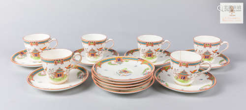 Group of Enameled Wedgwood Porcelain Tea Wares