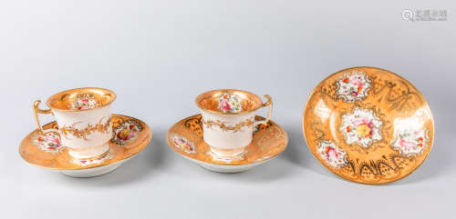 19th England Antique Gilt Enameled Tea Wares