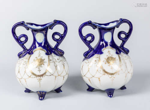 Pairs of Old French Enameled Porcelain Vases
