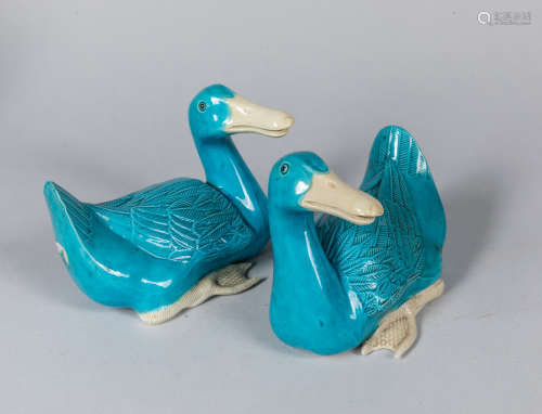 Pairs of Chinese Old Green Glazed Porcelain Ducks