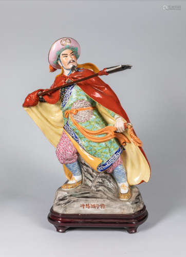 Tall Chinese Export Rose Famille Porcelain Figure