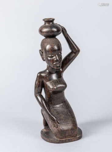 Carved North African Rosewood Figure of Lady