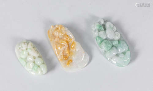 Group of Chinese Carved Jade Jadeite Toggles