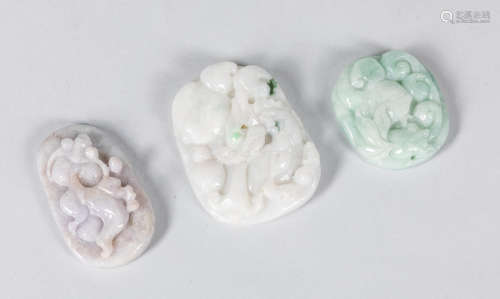 Group of Chinese Carved Jade Jadeite Toggles