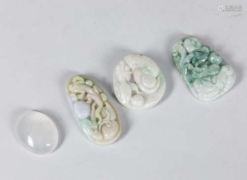 Set of Chinese Carved Jade Jadeite Pendant
