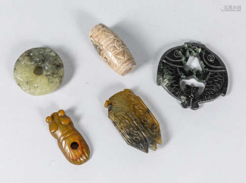 Set of Chinese Carved Jade Toggles