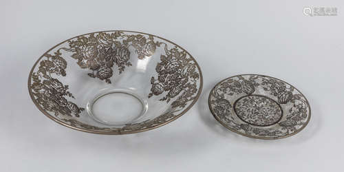 Set of Collectible Carved Silver & Crystal Plates