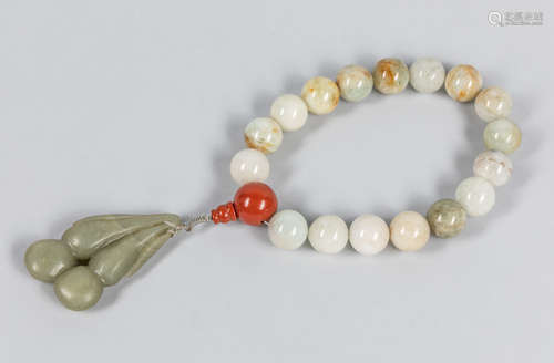 Chinese Old Aquamarine & Jade Prayer Beads