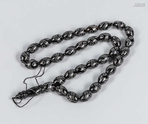 Black Coral & Silver Yusur Makkawi Islamic Prayer Beads