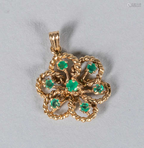 14K Yellow Gold & Emerald Pendant