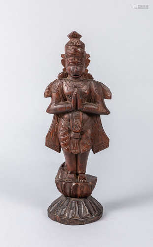 India Old Carved Rosewood Buddha of Hanuman