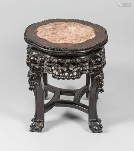 19th Chinese Antique Rosewood & Marble Chair