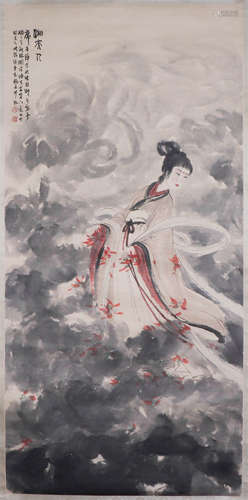 CHINESE INK AND COLOR PAINTING OF FIGURE BY ZHANG DAQIAN