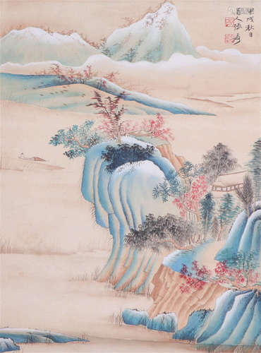 CHINESE HANGING SCROLL OF MOUNTAIN VIEWS BY ZHANG DAQIAN