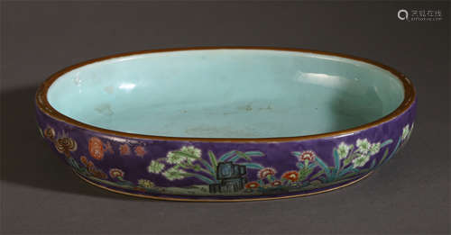 A CHINESE FAMILLE ROSE PORCELAIN FLOWER BRUSH WASHER