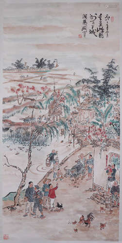 CHINESE FIGURE PAINTING OF GUAN SHANYUE