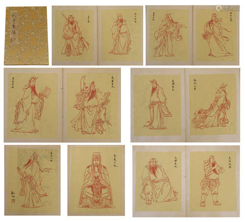 TWELVE PAGES CHINESE PAINTING ALBUM OF GUANYU