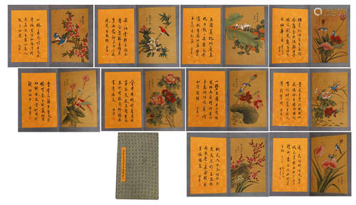 TWENTY PAGES CHINESE PAINTING ALBUM OF FLOWER AND BIRD