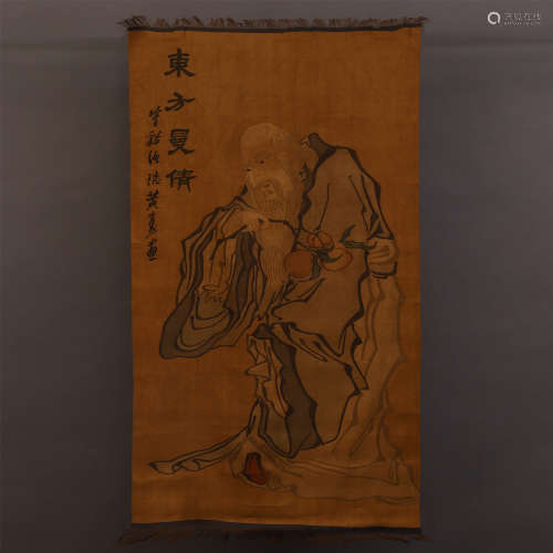 A RARE CHINESE SILK WITH FIGURE PAINTING