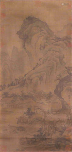 CHINESE SILK HANDSCROLL PAINTING OF LANDSCAPE