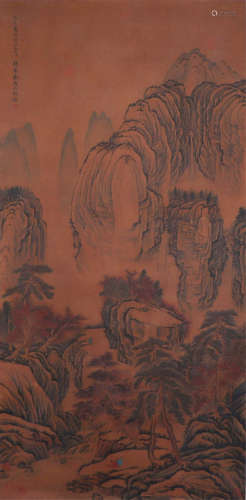 CHINESE HANGING SCROLL OF MOUNTAIN VIEWS BY DAI JIN