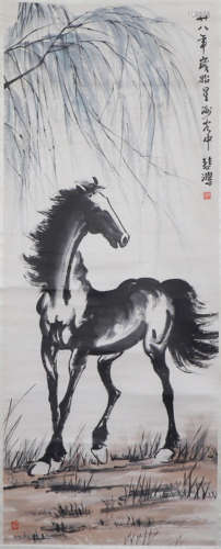 CHINESE HANGING SCROLL OF HORSE BY XU BEIHONG