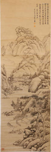 CHINESE HANGING SCROLL OF LANDSCCAPE BY WANG HUI