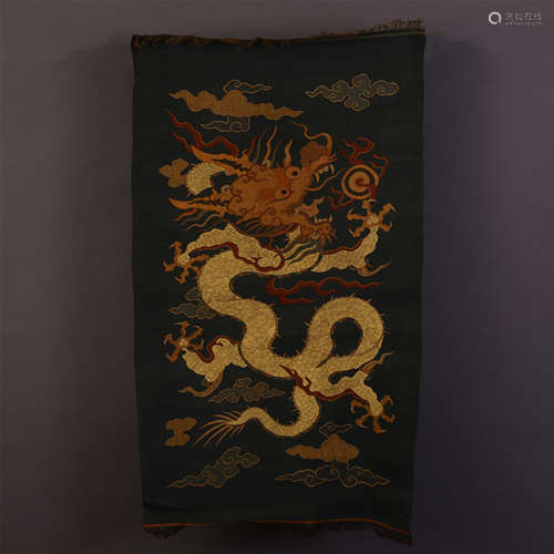 CHINESE EMBROIDERY KESI TAPESTRY OF DRAGON AMONGST THE CLOUDS