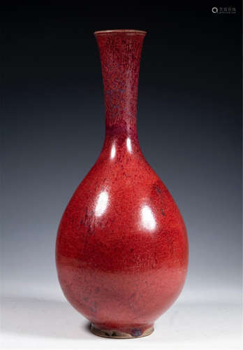 CHINESE PORCELAIN RED GLAZE BOTTLE