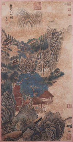 CHINESE HANGING SCROLL OF LANDSCAPE BY TANG YIN