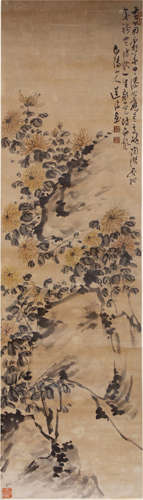 CHINESE HANGING SCROLL OF FLOWERS OF CHEN DAOFU