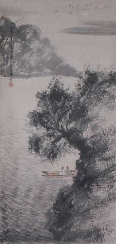 CHINESE HANGING SCROLL OF FIGURE LANDSCAPE