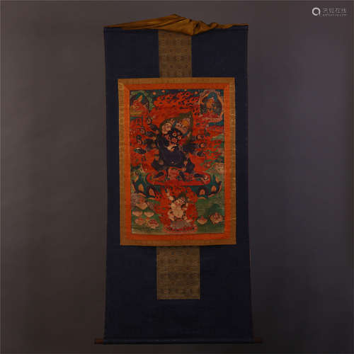 A CHINESE TIBETAN THANGKA DEPICTING OF BUDDHISM FIGURE