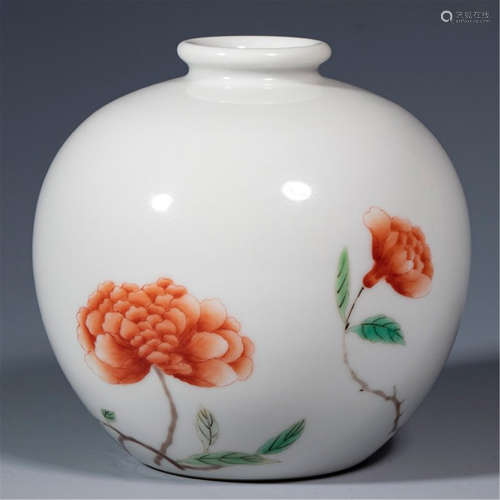 CHINESE PORCELAIN FAMILLE ROSE FLOWER ZUN JAR