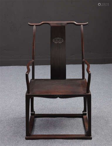 A CHINESE OLD ROSEWOOD CARVED ARMCHAIR