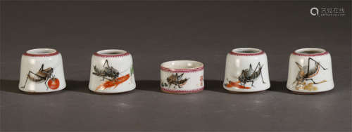 FIVE CHINESE FAMILLE ROSE PORCELAIN INSECT PATTERN JAR