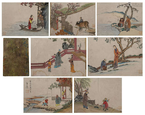 SIXTEEN PAGES CHINESE PAINTING ALBUM OF GAO SHIQI