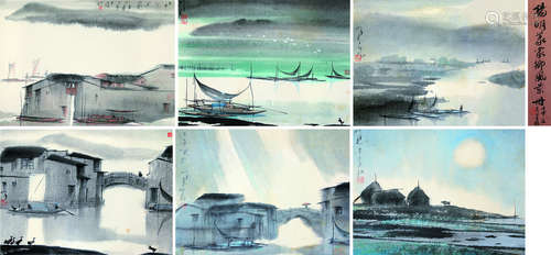 杨明义（b.1943） 辛未（1991）年作 家乡风景册 册页 （十一开） 设色纸本