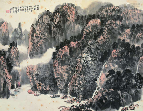 徐义生（b.1943） 丙寅（1986）年作 仁智之乐 镜片 设色纸本