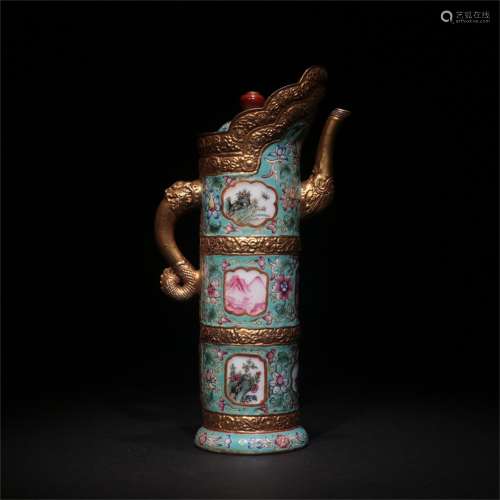 A Chinese Famille-Rose Porcelain Wine Pot
