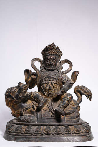 GILT BRONZE CAST 'VAISRAVAṆA' SEATED FIGURE