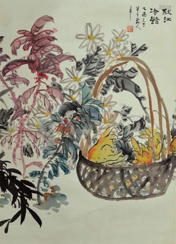 CHEN BANDING: INK AND COLOR ON PAPER PAINTING 'FLOWERS AND FRUITS'