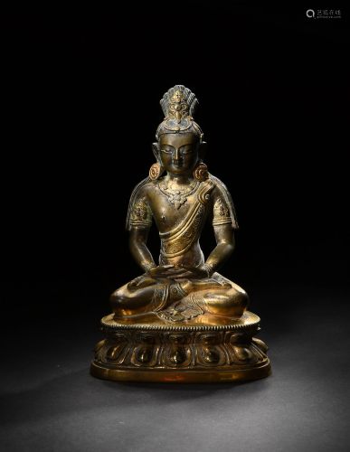 Gilt-Bronze Buddha, 18th Century十八世紀 銅鎏金佛像