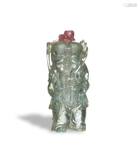 Chinese Bixi Snuff Bottle of Boy, 18th Century十八世紀 海藍寶童子鼻煙壺