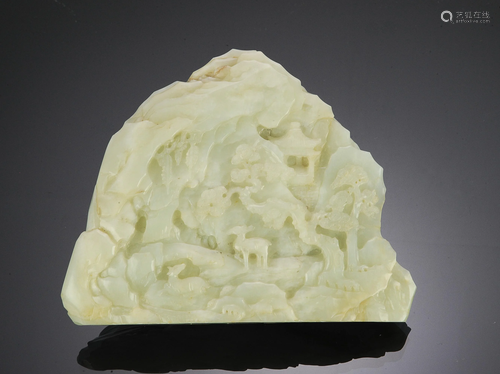 Chinese Jade Carving of Autumn Mountain, 18th Century十八世紀 玉雕秋山圖山子