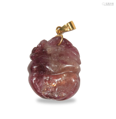 Chinese Pink Tourmaline Pendant with Fruit, 19th Century十九世紀 碧璽掛墜