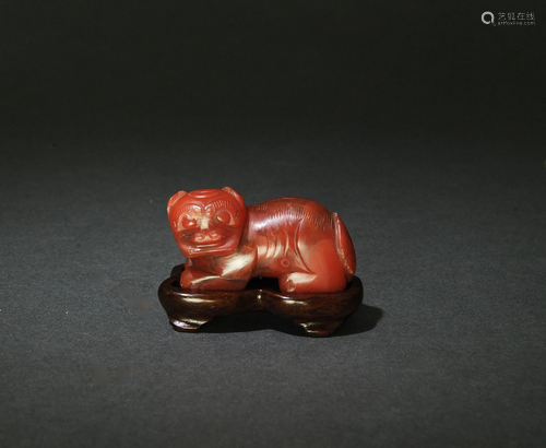 Chinese Red Agate Lion, 18th Century十八世紀 南紅瑪瑙獅子