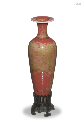 Chinese Peach Bloom Vase, Kangxi Mark可能康熙 豇豆紅柳葉瓶